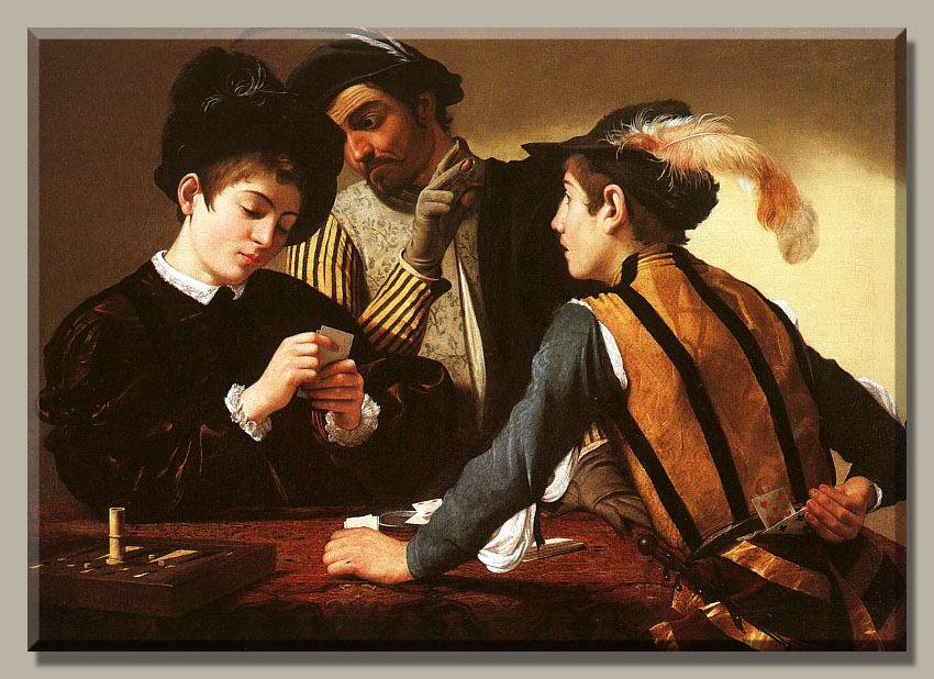 Antique Painting Cardsharps by Caravaggio