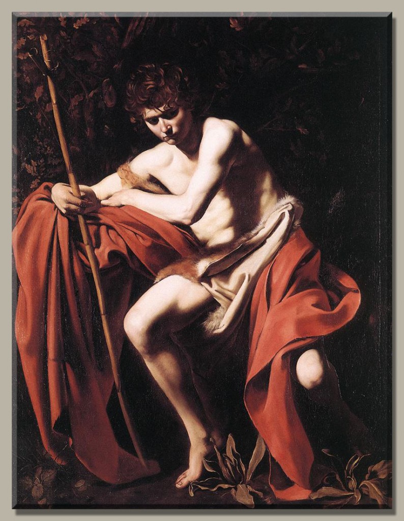 Antique Painting by Caravaggio: Saint John The Baptist in the Wilderness