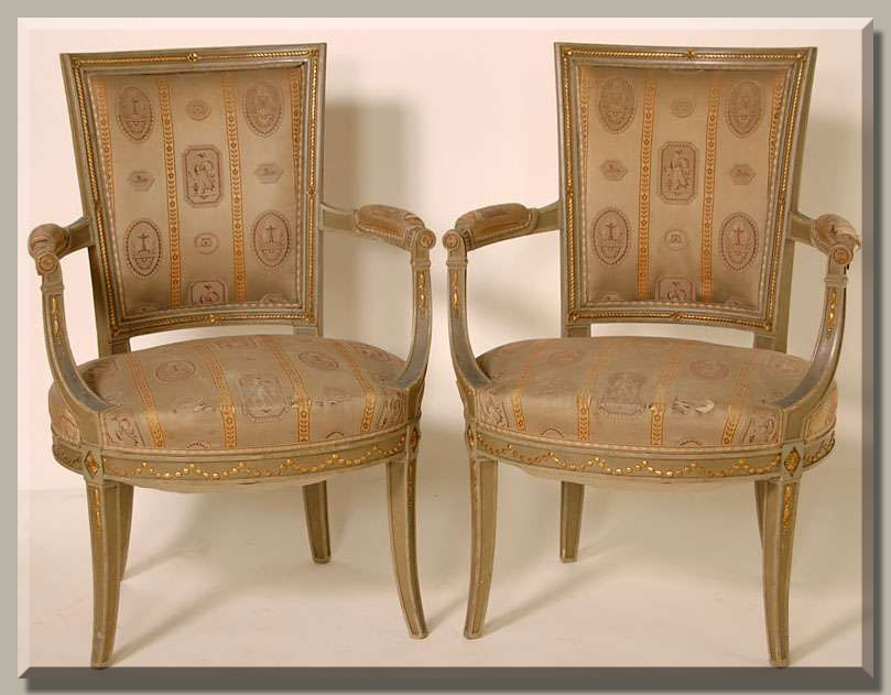 Pair of French Antique Directoire Period Armchairs