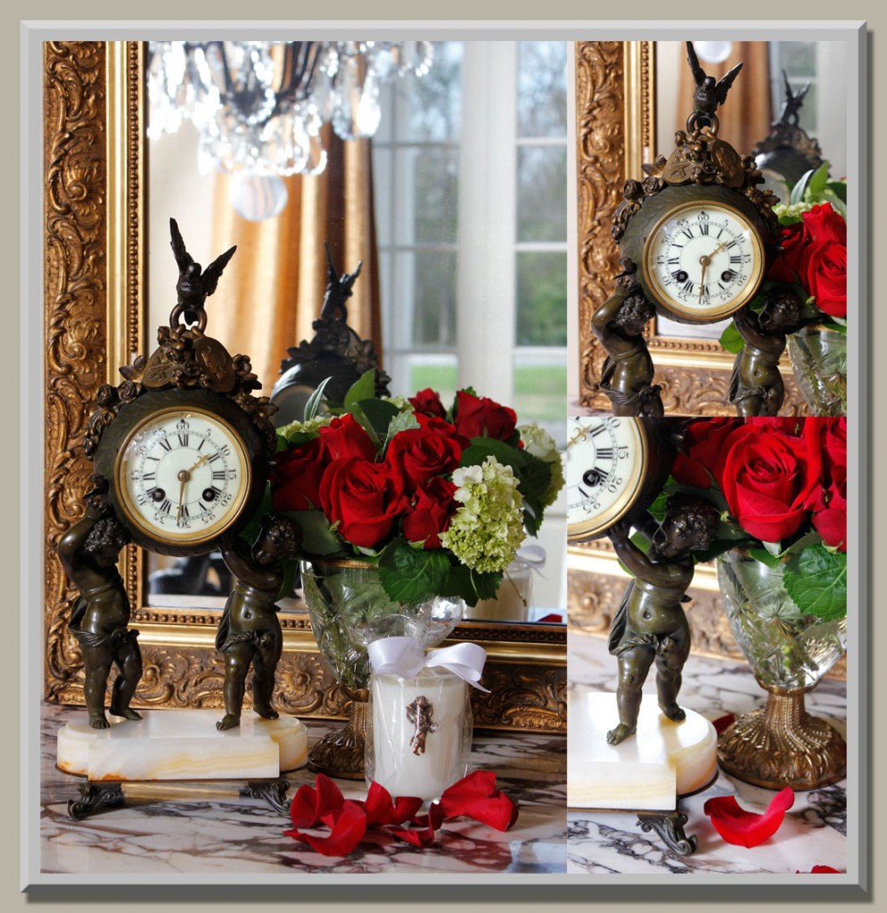 Antique Clock and Accessories Collage