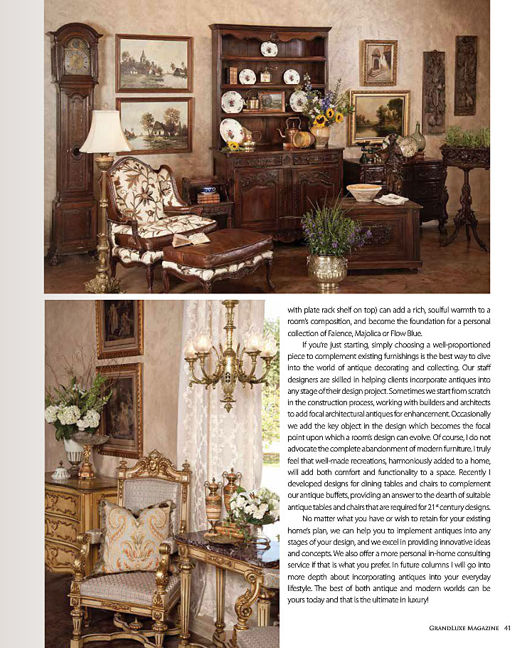 Grande Luxe Magazine: Antiques in Style