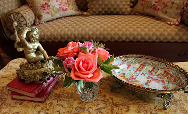 Antiques and floral display