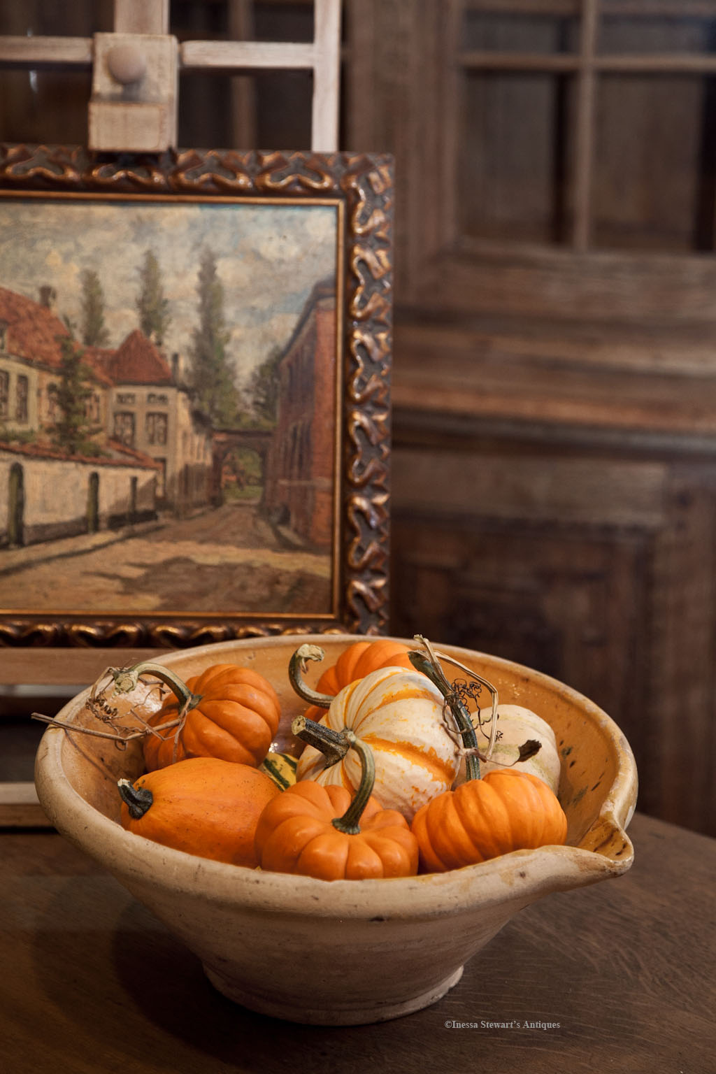 Inessa Stewart's Antiques Antique accessories painting antique door pumpkins
