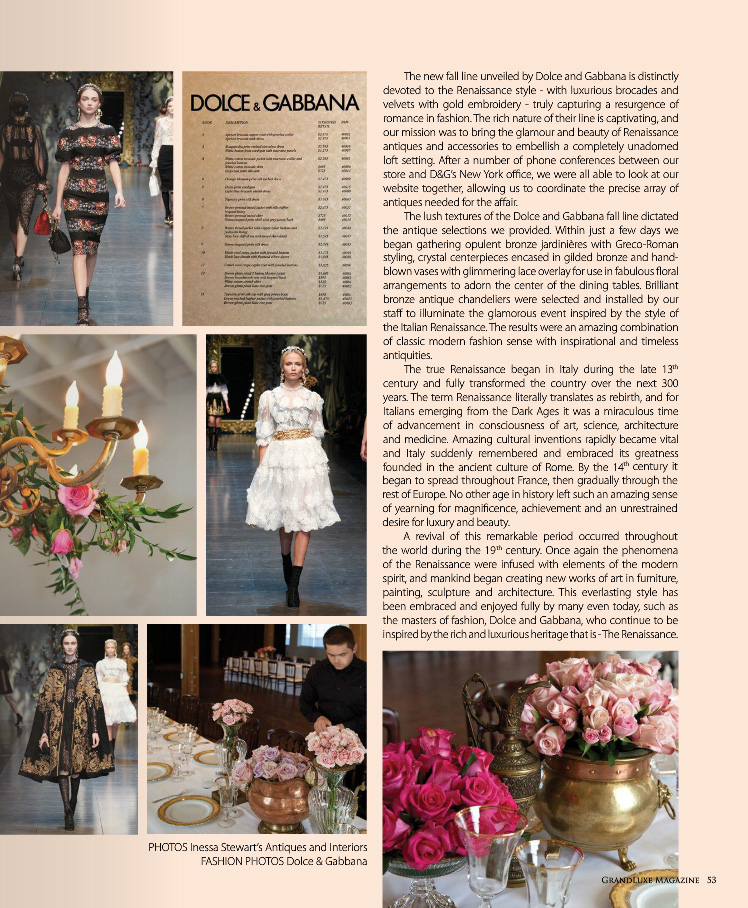Inessa Stewart's Antiques in Grand Luxe Magazine