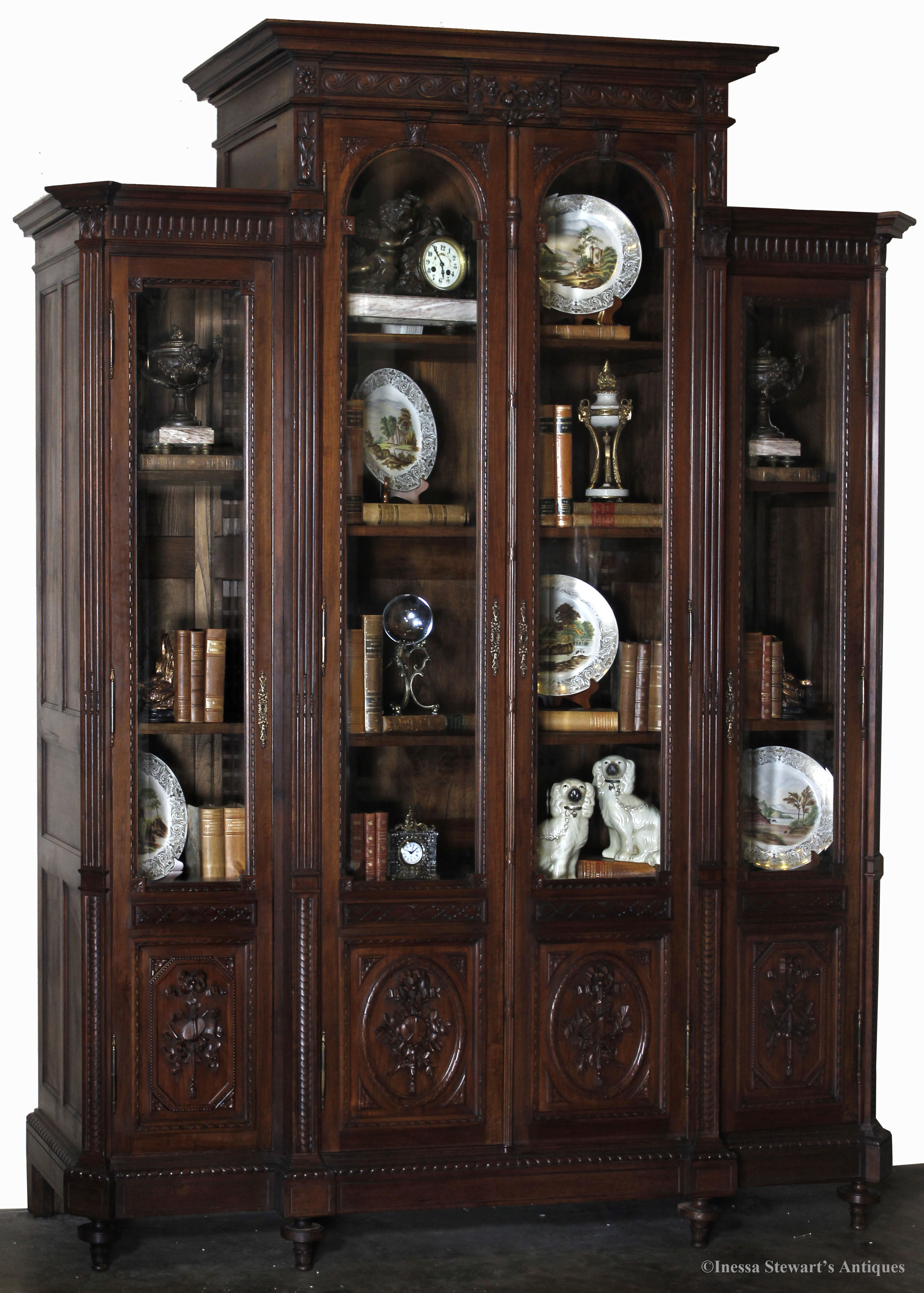 Antique Decorated Library Bookcase