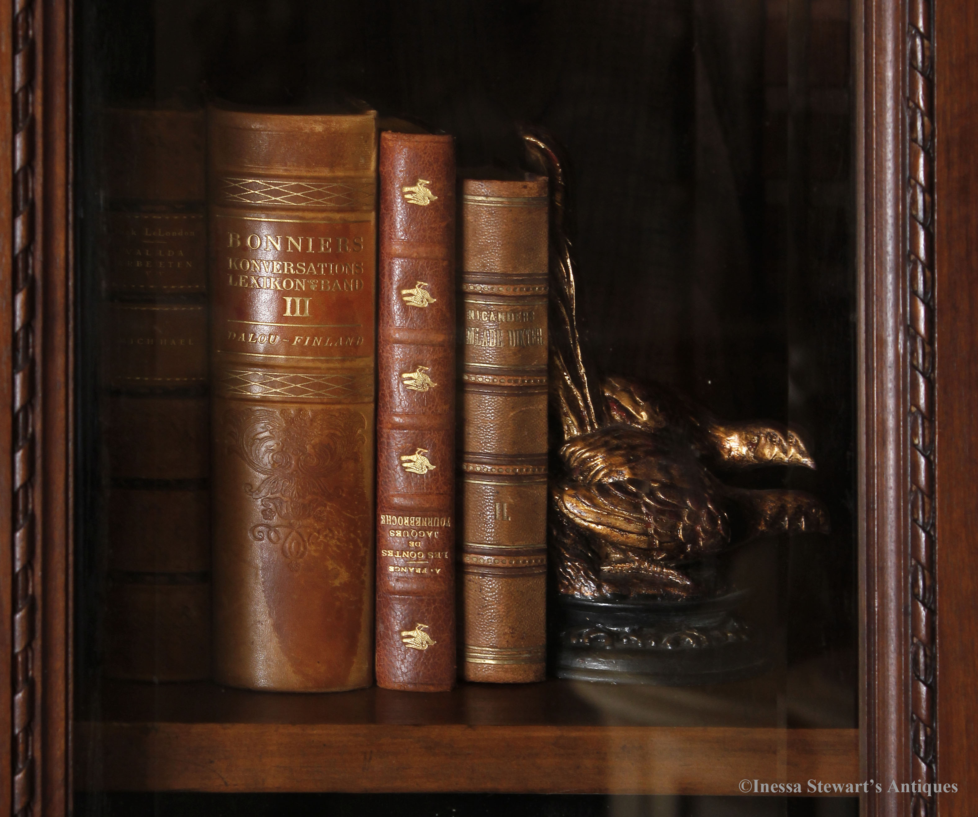 Antique Accessories in Bookcase Detail