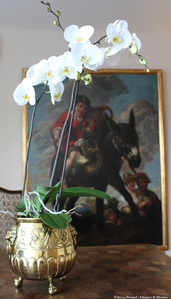 French Antique Painting and Antique Planter