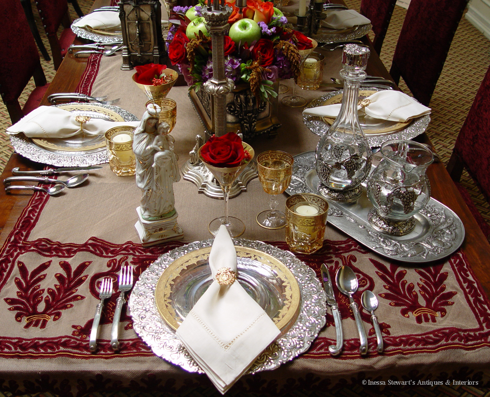 Tablescapes Antique Table Setting