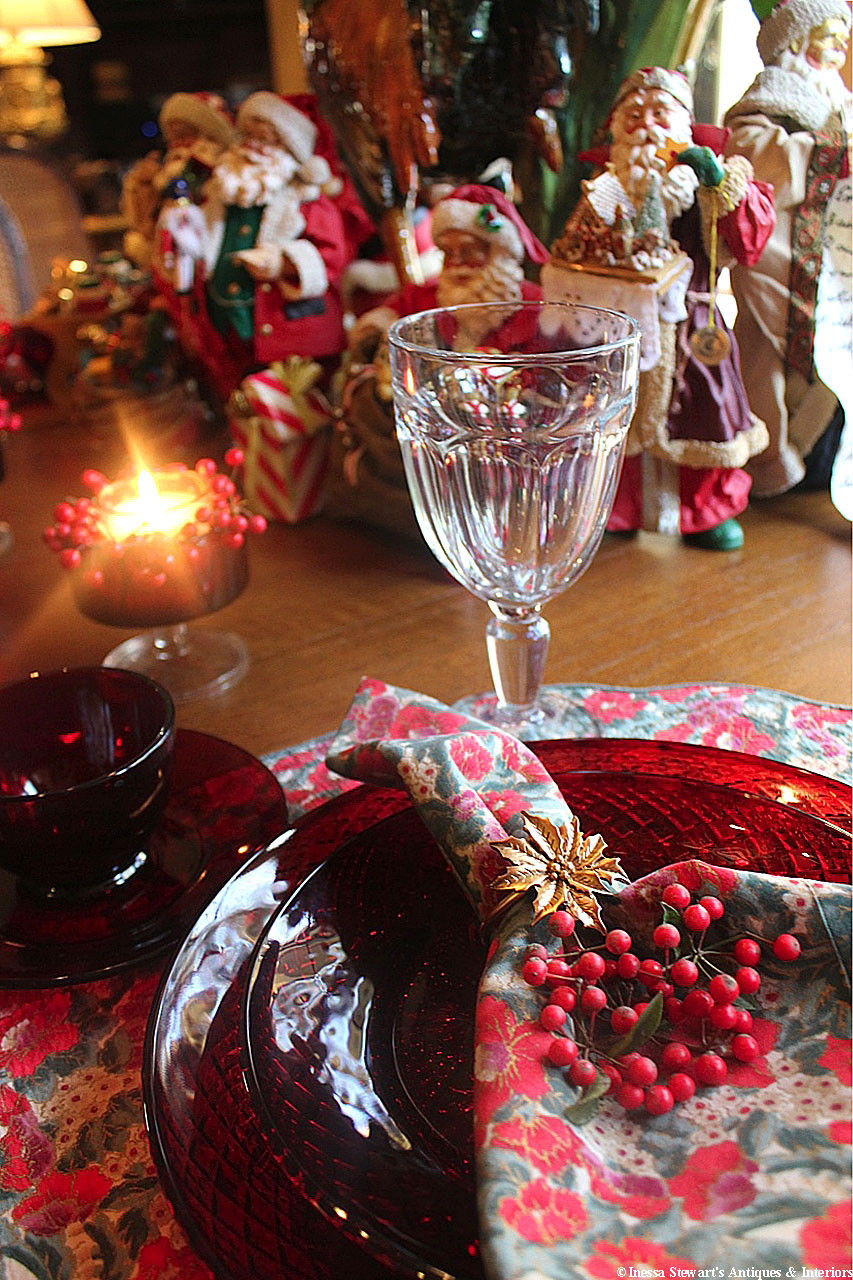 Antiques Christmas accessories and table setting
