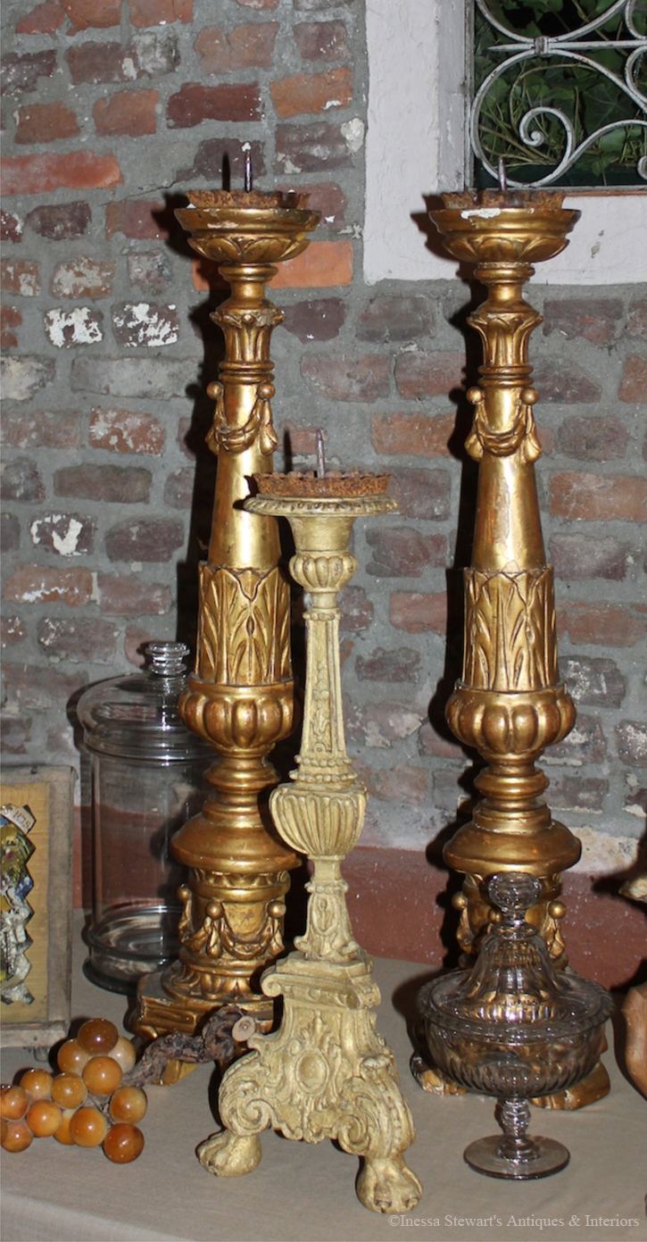 Antique candlesticks and accessories 