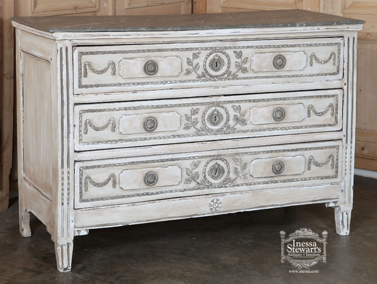 French Antique Louis XVI Painted Commode