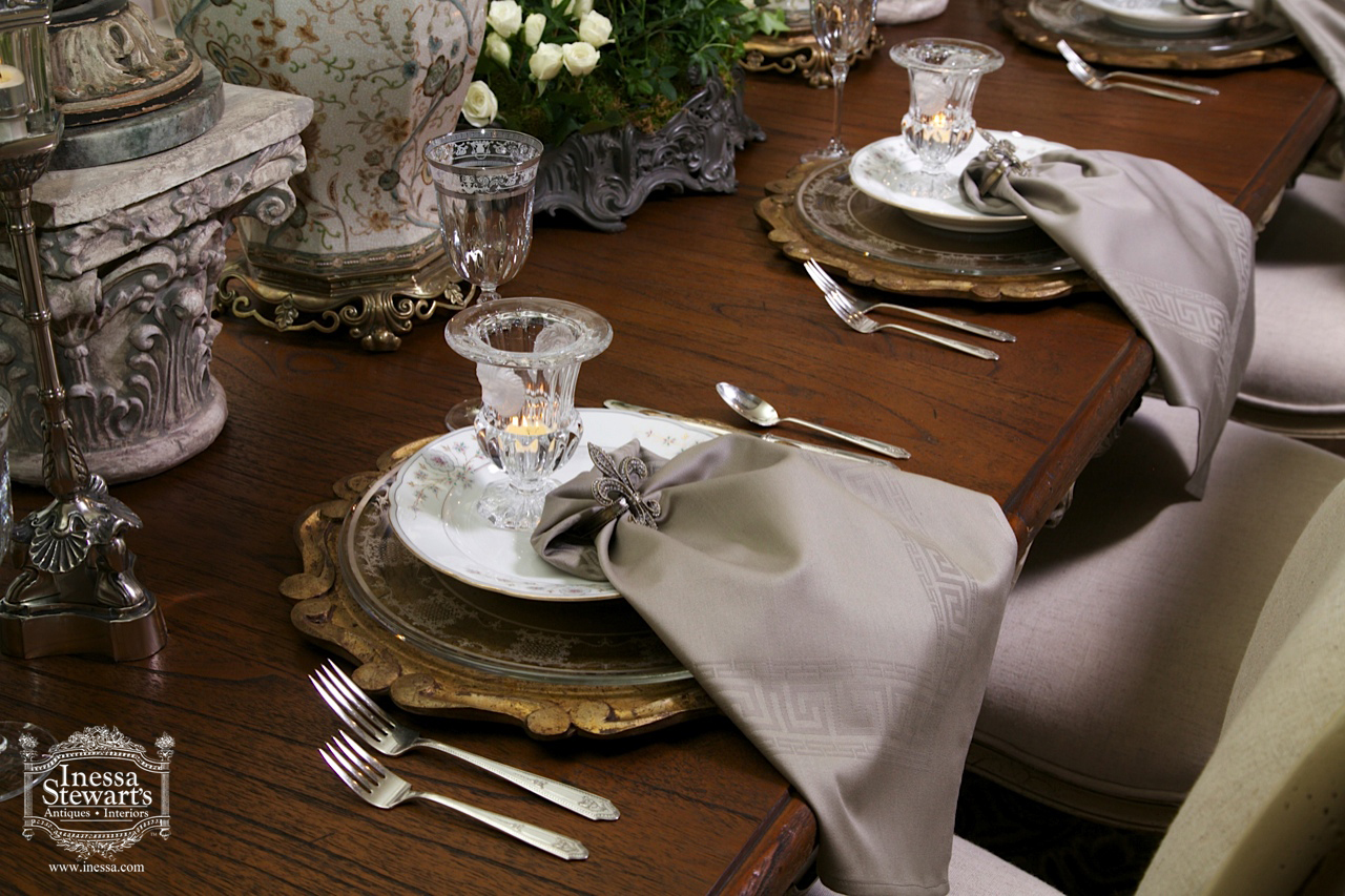 Antique Accessories, Painting, and Table setting