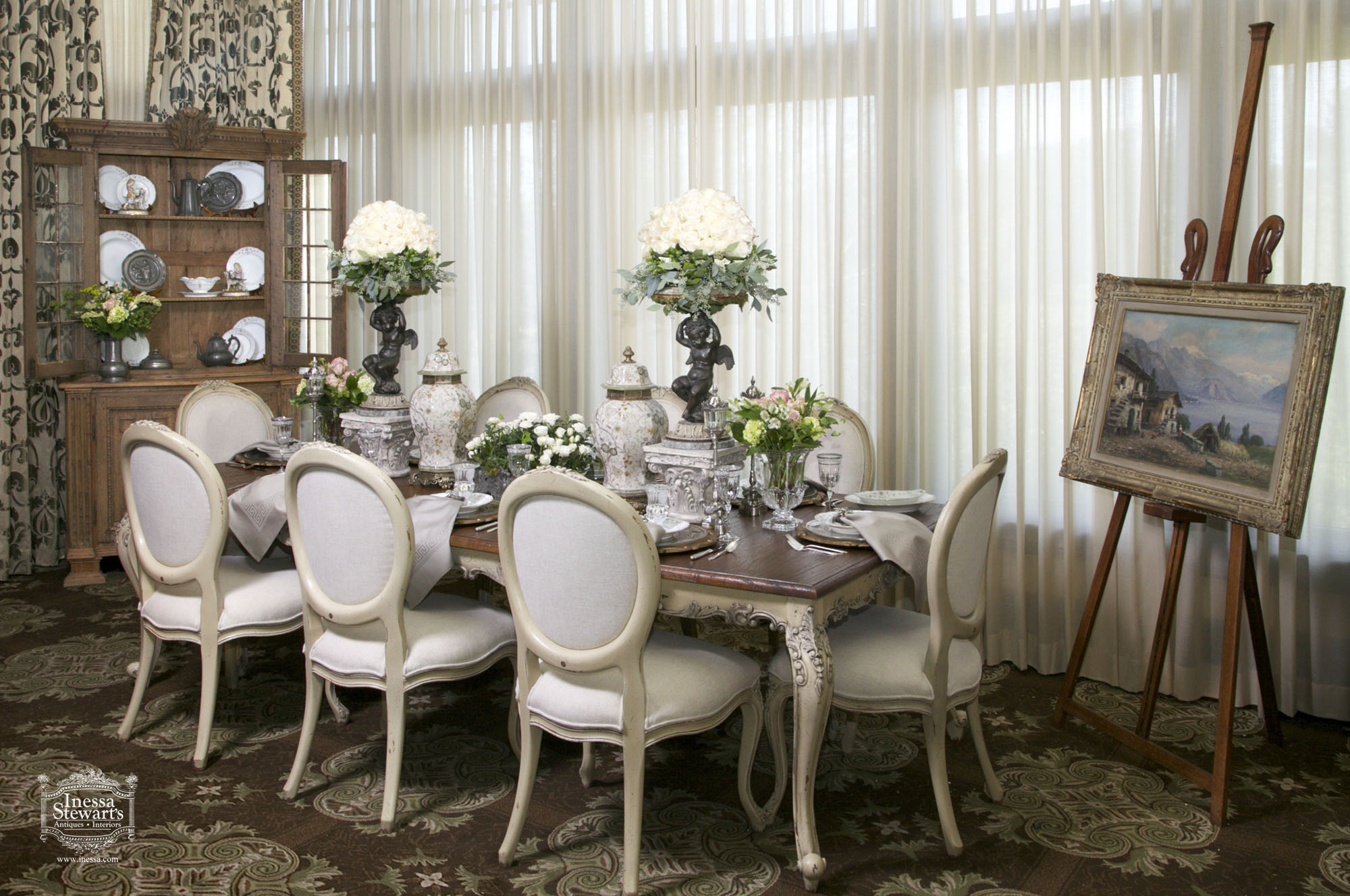 Antique Dining Room Setting and Accessories -Tablescapes
