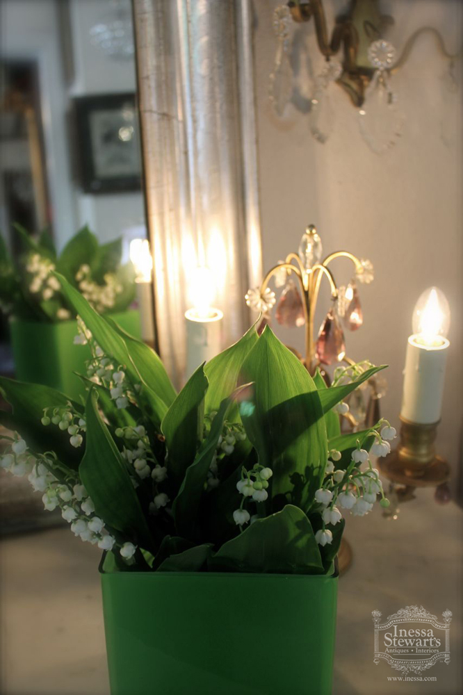 Flowers, floral arrangement, antique lighting