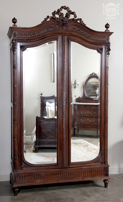 Antique French Louis XVI Walnut Bedroom Set Armoire - Online Antique Store