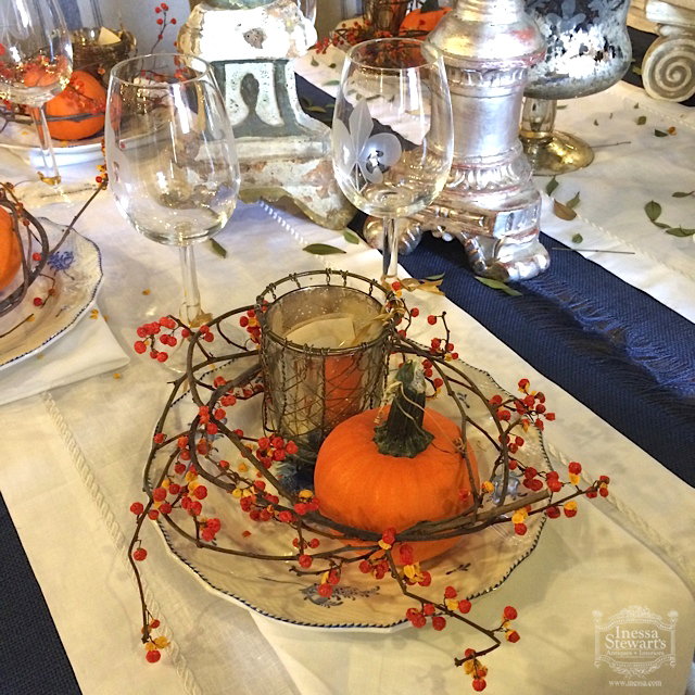 Antique furniture accessories for fall festive table setting