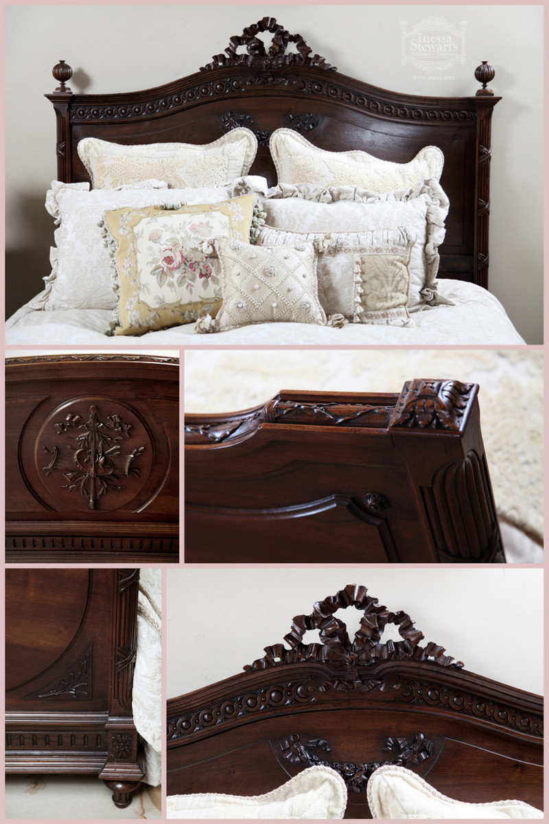 Antique French Louis XVI Walnut Bedroom Set Bed - Online Antique Store