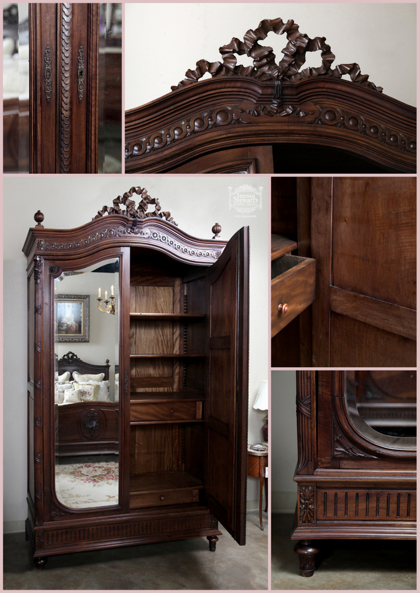 Antique French Louis XVI Walnut Bedroom Set Armoire - Online Antique Store