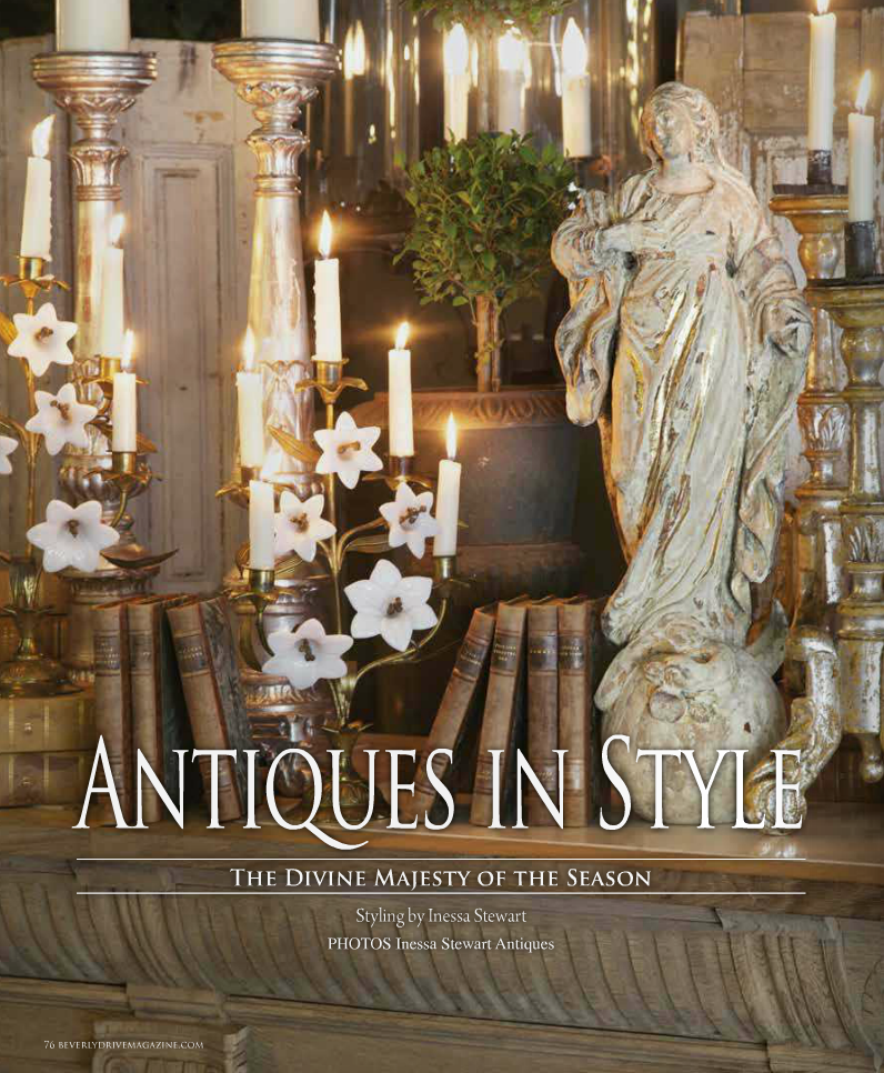 Antique furniture and accessories decorating for the holidays