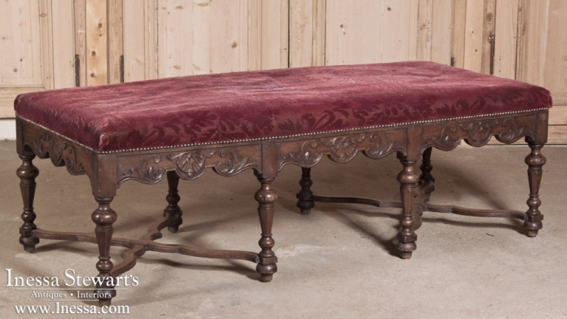 Antique French Furniture Upholstered Bench