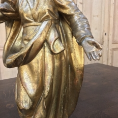 19th Century Giltwood Polychrome Statue of Madonna