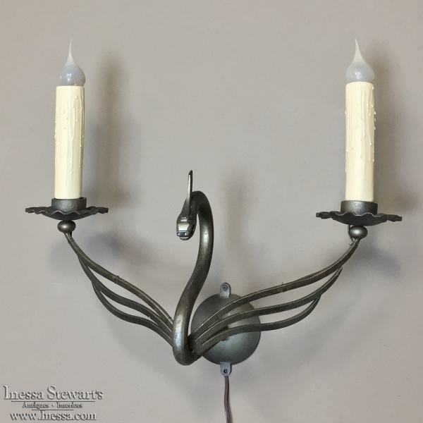 Nickeled Dragon Wall Sconce