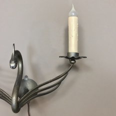 Mid-Century Nickel-Plated Twin-Arm Wall Sconce, Electrified 