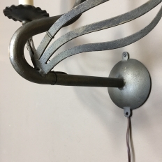 Mid-Century Nickel-Plated Twin-Arm Wall Sconce, Electrified 