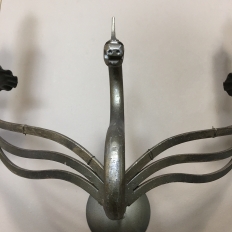 Mid-Century Nickel-Plated Twin-Arm Wall Sconce, Electrified 