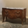 19th Century French Louis XV Marquetry Marble Top Commode