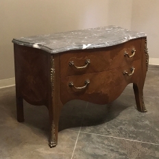 19th Century French Louis XV Bombe Marble Top Commode
