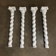 Set of Four 19th Century Cararra Marble Columns with Byzantine Capitals