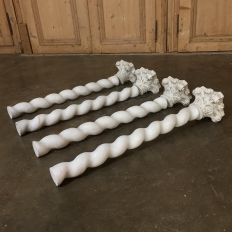 Set of Four 19th Century Cararra Marble Columns with Byzantine Capitals