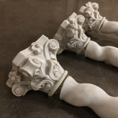 Set of Four 19th Century Cararra Marble Columns with Byzantine Capitals