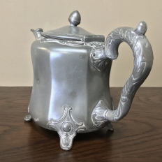 Antique Embossed Silverplate Pewter Teapot