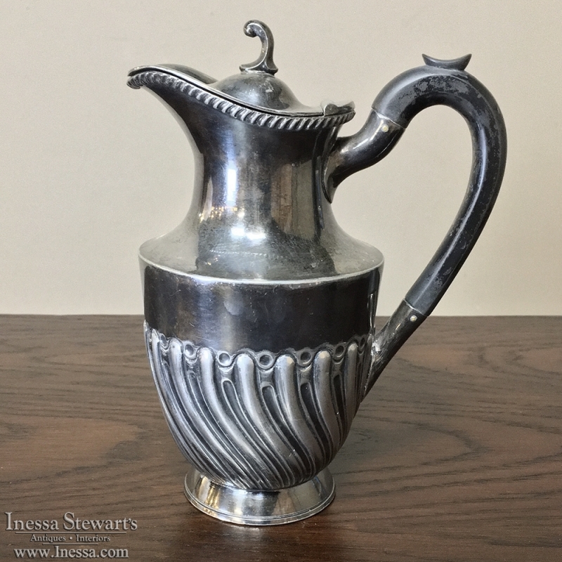 Antique Embossed Silverplate Pewter Teapot