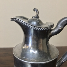 Antique Embossed Silverplate Pewter Teapot