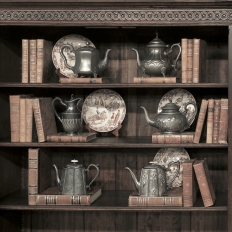 Antique Embossed Silverplate Pewter Teapot