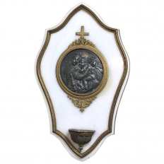 19th Century Marble & Bronze Holy Water Font