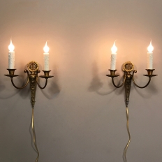 Pair Antique French Bronze Wall Sconces