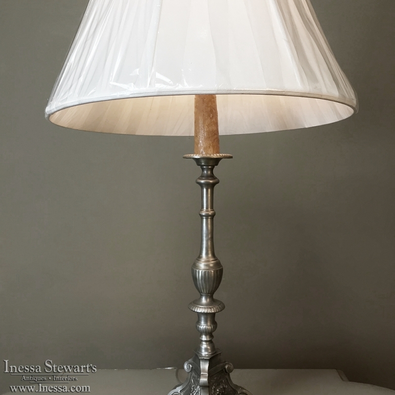 19th Century Pewter Candlestick Lamp ca. 1880