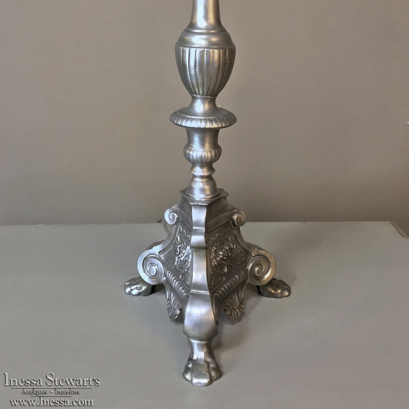 19th Century Pewter Candlestick Lamp ca. 1880