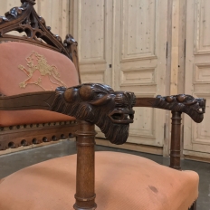 Pair 19th Century French Walnut Tapestry Armchairs