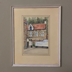 Pair Mid-Century Framed Ink and Watercolor Signed Paintings by H.Goyvaerts