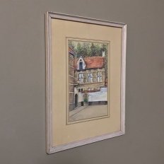 Pair Mid-Century Framed Ink and Watercolor Signed Paintings by H.Goyvaerts