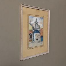 Pair Mid-Century Framed Ink and Watercolor Signed Paintings by H.Goyvaerts