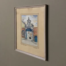 Pair Mid-Century Framed Ink and Watercolor Signed Paintings by H.Goyvaerts