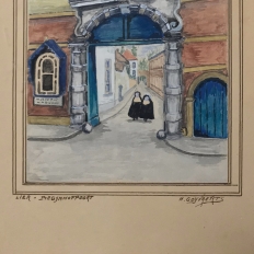 Pair Mid-Century Framed Ink and Watercolor Signed Paintings by H.Goyvaerts