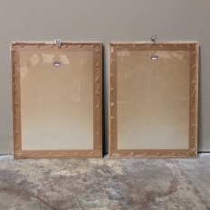 Pair Mid-Century Framed Ink and Watercolor Signed Paintings by H.Goyvaerts