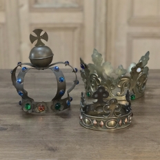 19th Century Decorative Brass Crown with Semi-Precious Stones